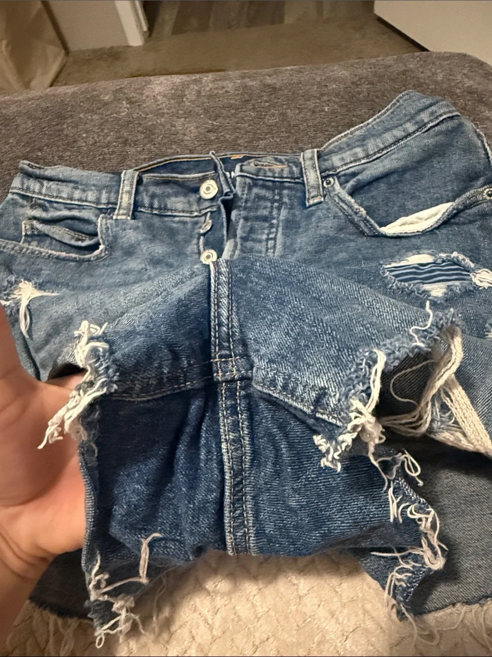 Old Navy Distressed Button-Fly Denim Shorts - Light Blue Wash